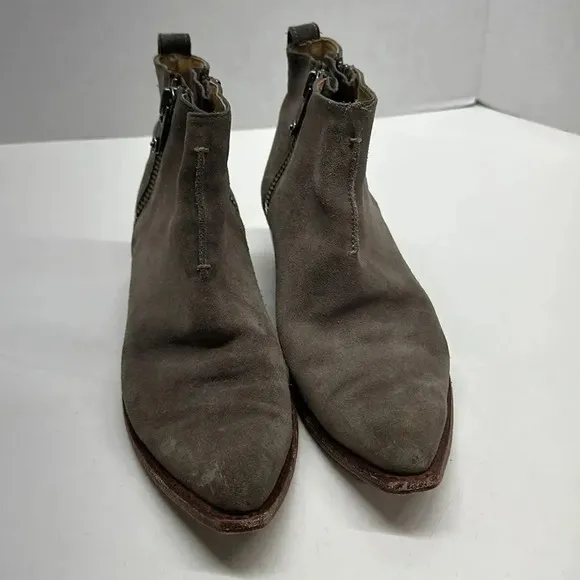 Frye Heeled Ankle Boots Suede Side Zip Mexico Brown Tan Women's 10 B