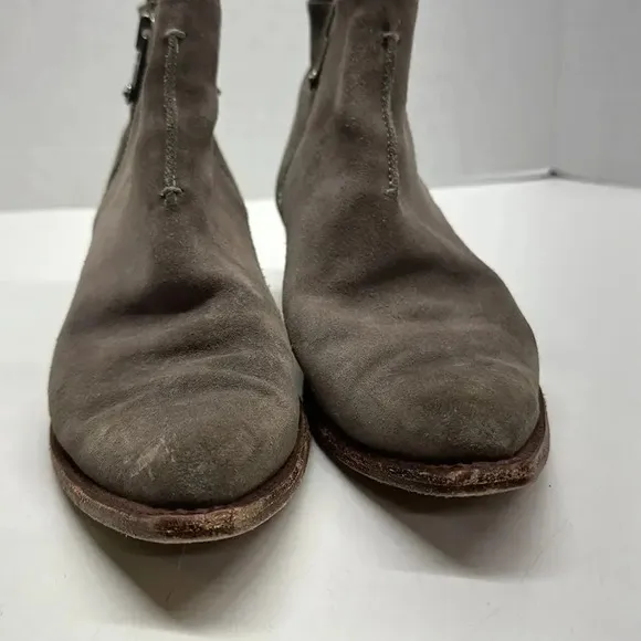 Frye Heeled Ankle Boots Suede Side Zip Mexico Brown Tan Women's 10 B