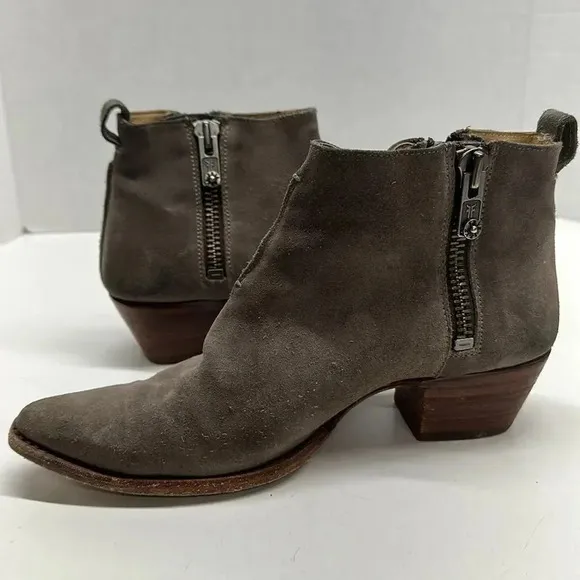 Frye Heeled Ankle Boots Suede Side Zip Mexico Brown Tan Women's 10 B