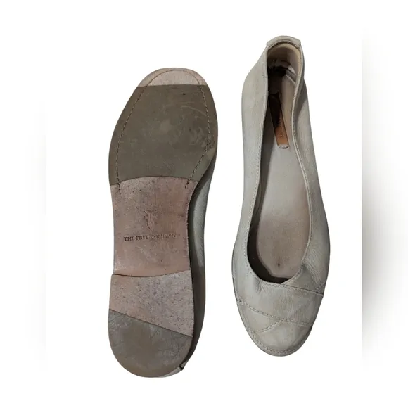 Frye Ivory Sunwash Nubuck Leather Ballet Flats