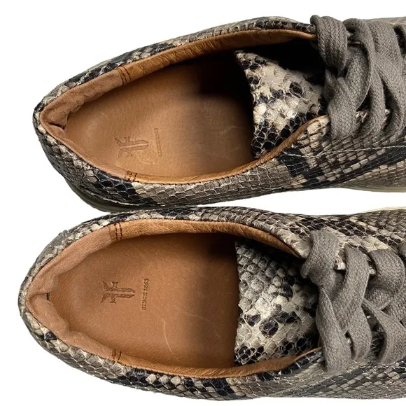Frye Ivy Low Lace Snake 71840 Leather Lace Up Lifestyle Sneakers 8