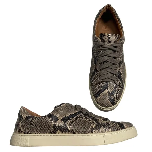 Frye Ivy Low Lace Snake 71840 Leather Lace Up Lifestyle Sneakers 8