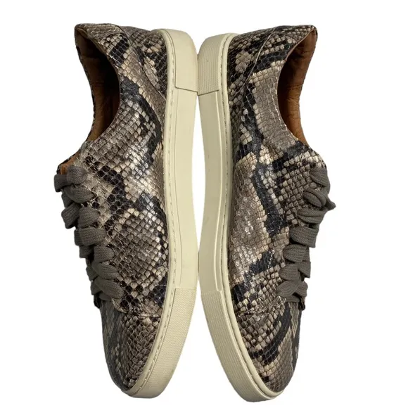 Frye Ivy Low Lace Snake 71840 Leather Lace Up Lifestyle Sneakers 8
