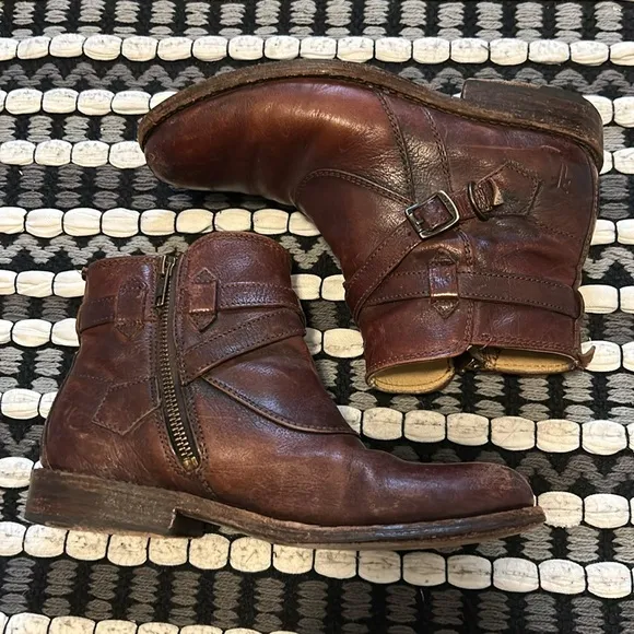Frye Jayden Cross Brown Leather Ankle Boots #76785