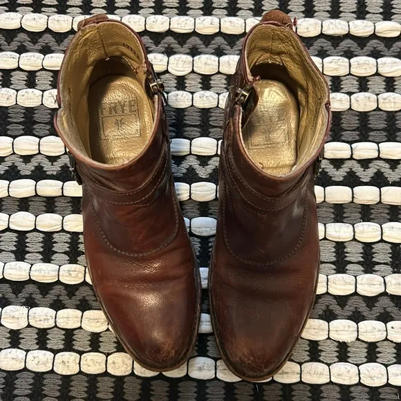 Frye Jayden Cross Brown Leather Ankle Boots #76785