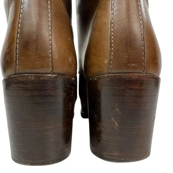 Frye Kendall Lace Up Leather Ankle Boots Cognac Brown Chukka‎ Heeled Size 8.5