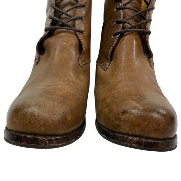 Frye Kendall Lace Up Leather Ankle Boots Cognac Brown Chukka‎ Heeled Size 8.5