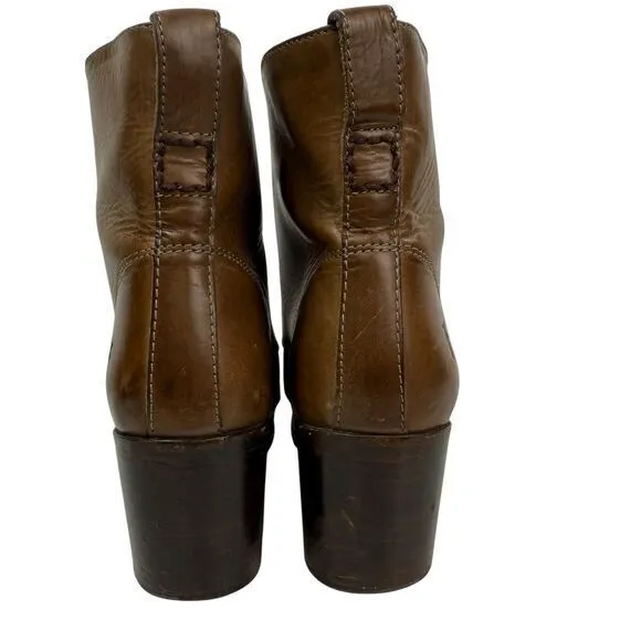 Frye Kendall Lace Up Leather Ankle Boots Cognac Brown Chukka‎ Heeled Size 8.5