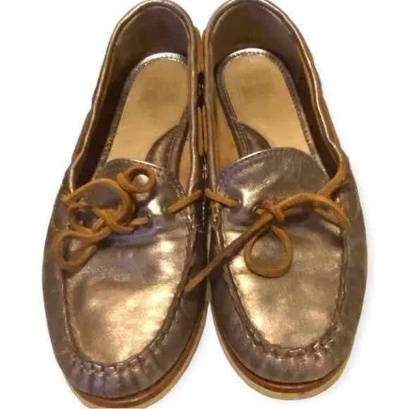 Frye Leather Boat Shoes Metallic