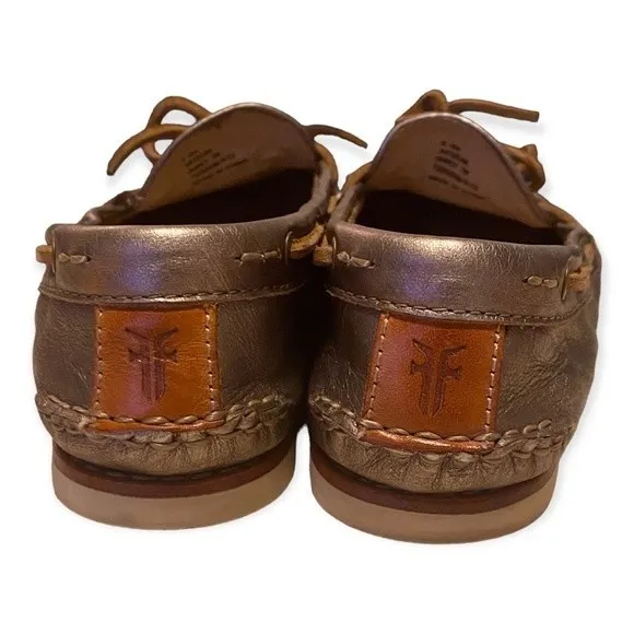 Frye Leather Boat Shoes Metallic