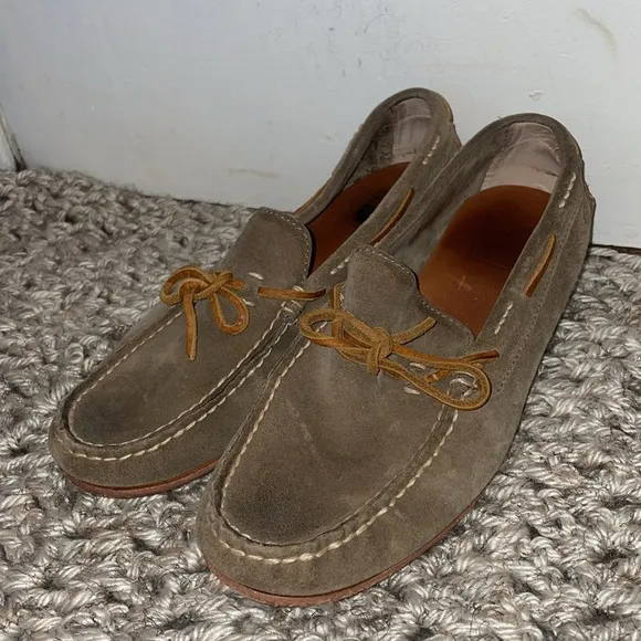 Frye Leather Suede Tie slip on moccasins style loafers with rubber sole