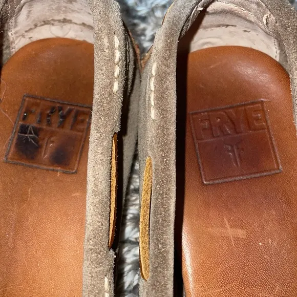 Frye Leather Suede Tie slip on moccasins style loafers with rubber sole