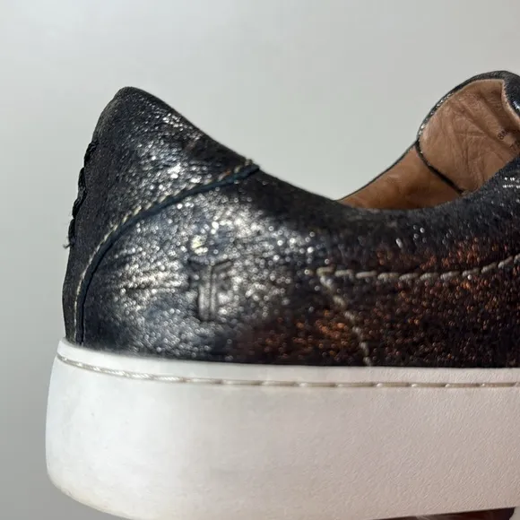Frye Lena Metallic Leather Zip Sneakers size 8
