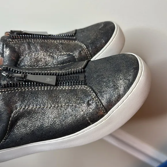 Frye Lena Metallic Leather Zip Sneakers size 8