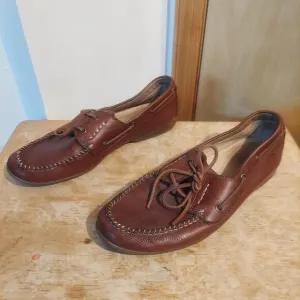 Frye Lewis Boat Men's US 10 Cognac Brown Leather Loafer Shoes EUC