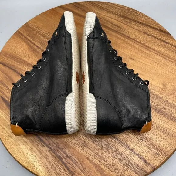 Frye Melanie Shoes Womens Size 7 M Black Leather High Top Comfort Sneakers