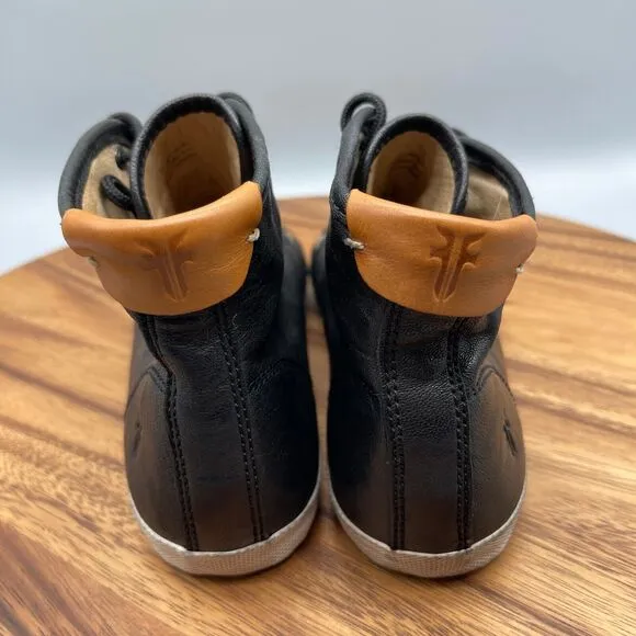 Frye Melanie Shoes Womens Size 7 M Black Leather High Top Comfort Sneakers