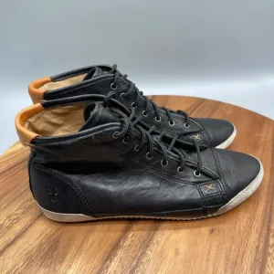 Frye Melanie Shoes Womens Size 7 M Black Leather High Top Comfort Sneakers