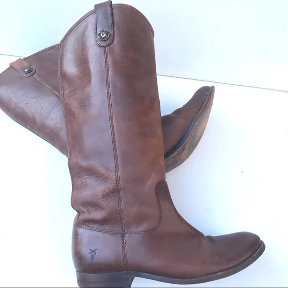 FRYE Melissa brown leather BOOTS 8 1/2  Flat