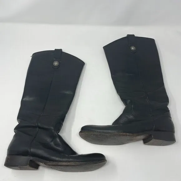 Frye Melissa leather button riding boots women 7B black
