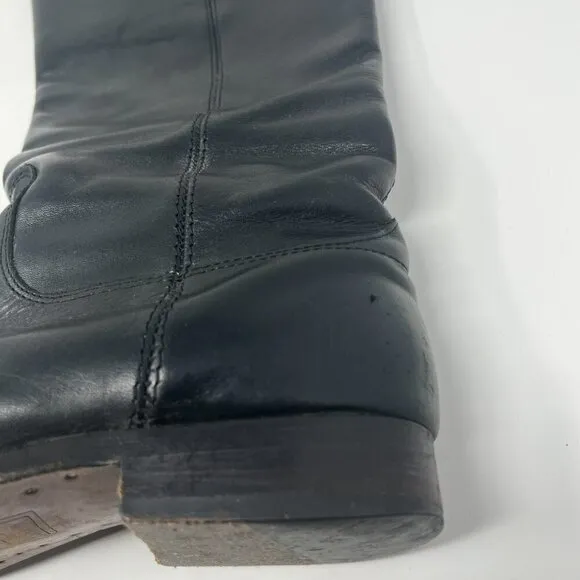 Frye Melissa leather button riding boots women 7B black