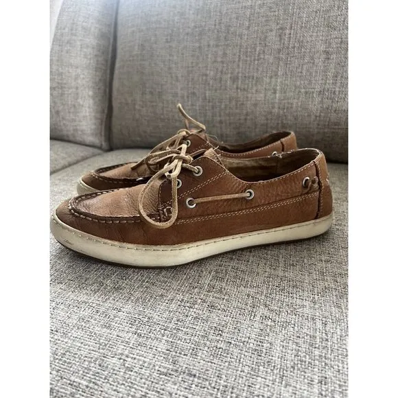 Frye Men's Boat Shoes Size 10 Brown Nubuck Leather Sully Slip On Casual Loafer
