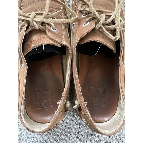 Frye Men's Boat Shoes Size 10 Brown Nubuck Leather Sully Slip On Casual Loafer