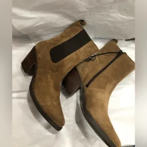 FRYE mera brown suede western style heel chelsea side gore boots size 10 new