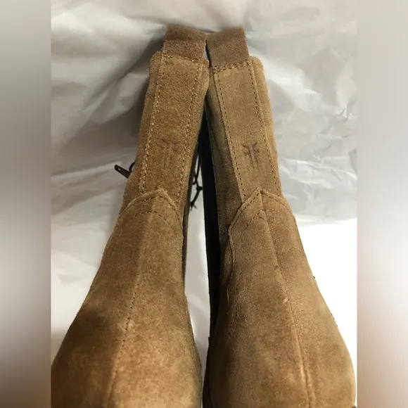 FRYE mera brown suede western style heel chelsea side gore boots size 10 new