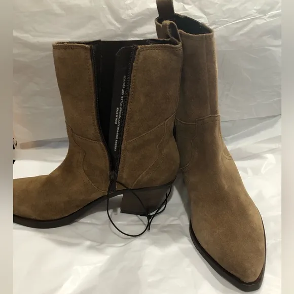 FRYE mera brown suede western style heel chelsea side gore boots size 10 new