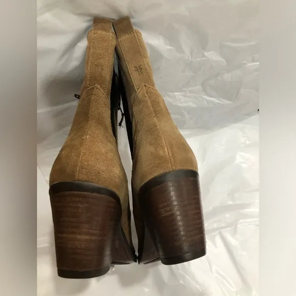 FRYE mera brown suede western style heel chelsea side gore boots size 10 new