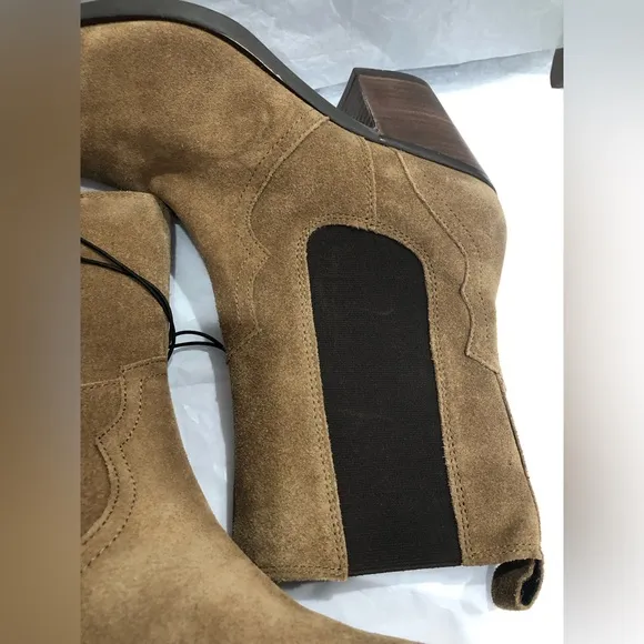 FRYE mera brown suede western style heel chelsea side gore boots size 10 new