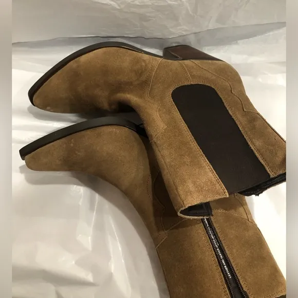 FRYE mera brown suede western style heel chelsea side gore boots size 10 new