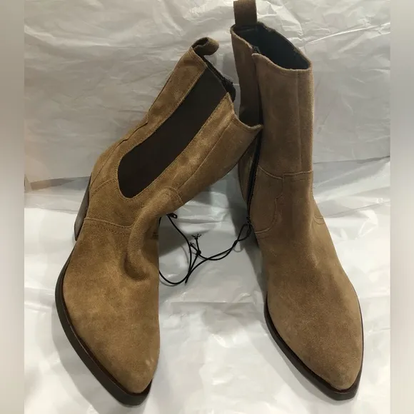 FRYE mera brown suede western style heel chelsea side gore boots size 10 new