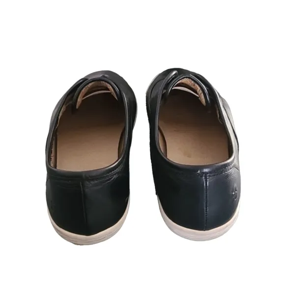 Frye Mindy Black Leather Sneakers Flats 7 Slip On Minimalist Industrial