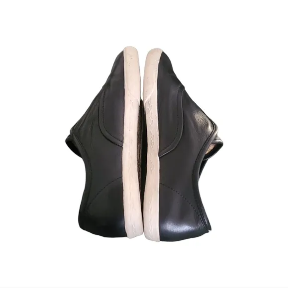Frye Mindy Black Leather Sneakers Flats 7 Slip On Minimalist Industrial