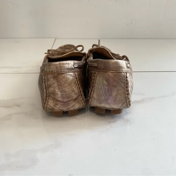 Frye Moccasins Gold Bronze Leather Flats Size 7
