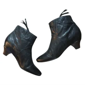 Frye Steffi Black Leather Ankle Boots Women's Leather Heeled Booties size 8.5