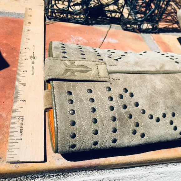 Frye Suede Studded Pointy Boots Size 6.5 Color Sage Green