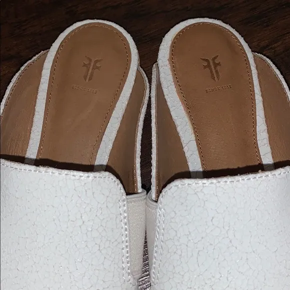 Frye Terri Gore White Leather Mule Flats 8 M