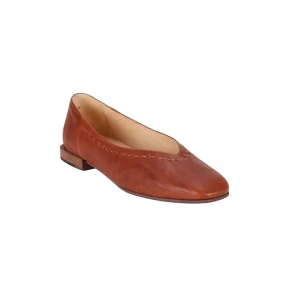 Frye Women's Leather Claire Flat Cognac