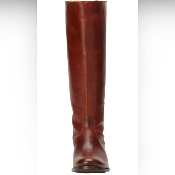 FRYE Women's Melissa Button Back Zip Brown Leather Knee-High Tall Boots Size 10