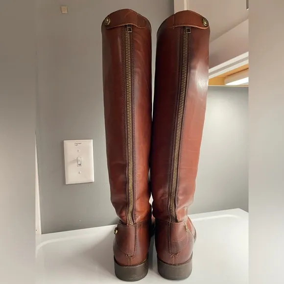 FRYE Women's Melissa Button Back Zip Brown Leather Knee-High Tall Boots Size 10