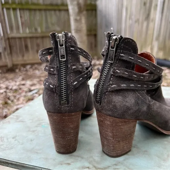 FRYE women's suede ankle heeled boots Sz 7.5