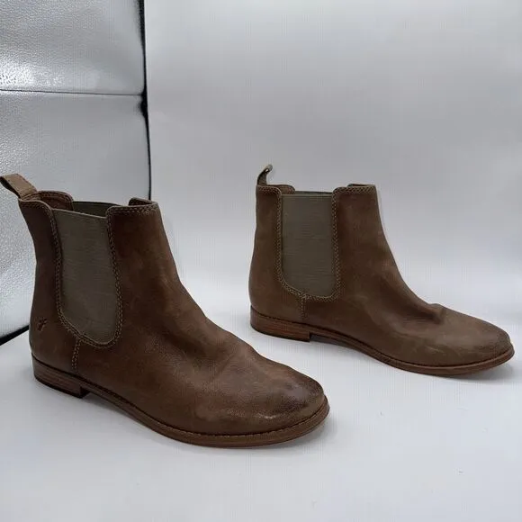 FRYE Women's Sz 7.5 ANNA CHELSEA LEATHER BOOTS / BOOTIES  Brown Western Cowgirl
