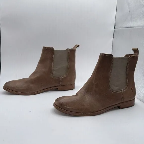 FRYE Women's Sz 7.5 ANNA CHELSEA LEATHER BOOTS / BOOTIES  Brown Western Cowgirl