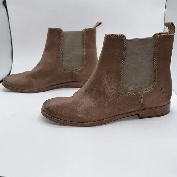 FRYE Women's Sz 7.5 ANNA CHELSEA LEATHER BOOTS / BOOTIES  Brown Western Cowgirl