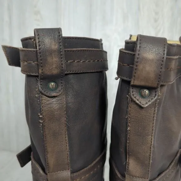 Frye Women’s 9B Western Genuine Leather 3 Strap Heeled Boots Made in Mexico