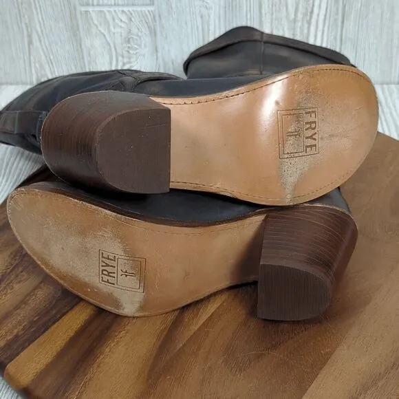 Frye Women’s 9B Western Genuine Leather 3 Strap Heeled Boots Made in Mexico