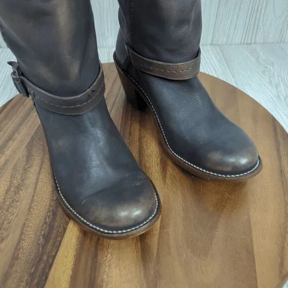 Frye Women’s 9B Western Genuine Leather 3 Strap Heeled Boots Made in Mexico